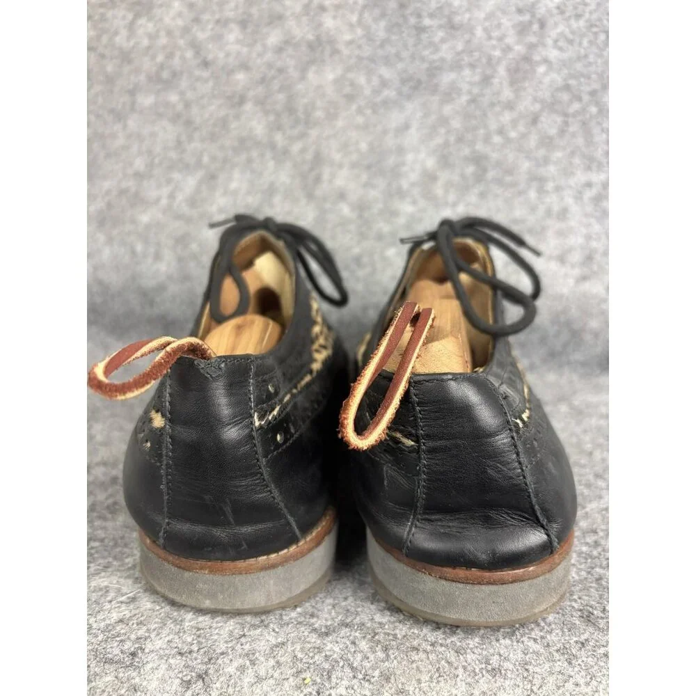 Barneys New York Wingtip Shoes Mens Size 10.5 Black Leopard Pony Hair Made Italy